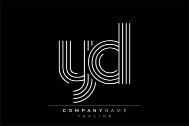 Yaratıcı YD çizgileri harf logosu tasarımı. Çağdaş markalaşma için uygun doğrusal desenleri ve baş harfleri olan basit ve zarif bir soyut logo tasarımı. Monokromatik stil modern, şık bir cazibe katıyor ve profesyonelliği vurguluyor..