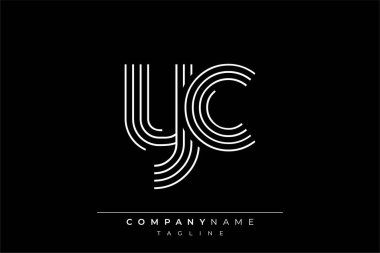 Yaratıcı YC çizgileri harf logosu tasarımı. Çağdaş markalaşma için uygun doğrusal desenleri ve baş harfleri olan basit ve zarif bir soyut logo tasarımı. Monokromatik stil modern, şık bir cazibe katıyor ve profesyonelliği vurguluyor..