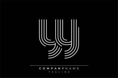 Yaratıcı YY çizgileri harf logosu tasarımı. Çağdaş markalaşma için uygun doğrusal desenleri ve baş harfleri olan basit ve zarif bir soyut logo tasarımı. Monokromatik stil modern, şık bir cazibe katıyor ve profesyonelliği vurguluyor..
