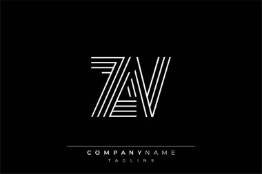 Yaratıcı ZV çizgileri harf logosu tasarımı. Çağdaş markalaşma için uygun doğrusal desenleri ve baş harfleri olan basit ve zarif bir soyut logo tasarımı. Monokromatik stil modern, şık bir cazibe katıyor ve profesyonelliği vurguluyor..