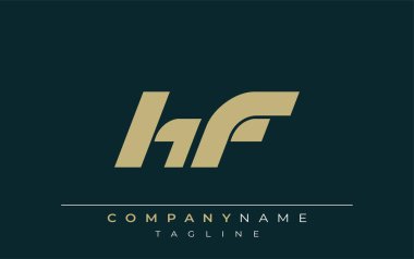 HF Sleek Geometrik Logo Tasarımı. Tarafsız renkler ve minimalist stil markalaşma ve kurumsal kimlik için uygun profesyonel ve çağdaş bir izlenim yaratır..