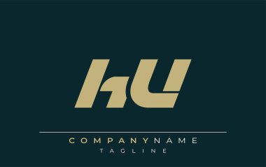 HU Sleek Geometrik Logo Tasarımı. Tarafsız renkler ve minimalist stil markalaşma ve kurumsal kimlik için uygun profesyonel ve çağdaş bir izlenim yaratır..