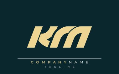 KM Sleek Geometrik Logo Tasarımı. Tarafsız renkler ve minimalist stil markalaşma ve kurumsal kimlik için uygun profesyonel ve çağdaş bir izlenim yaratır..