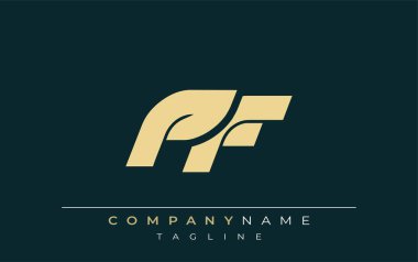 PF Sleek Geometrik Logo Tasarımı. Tarafsız renkler ve minimalist stil markalaşma ve kurumsal kimlik için uygun profesyonel ve çağdaş bir izlenim yaratır..