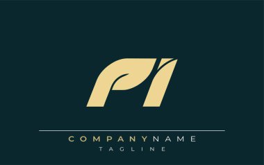 PI Sleek Geometrik Logo Tasarımı. Tarafsız renkler ve minimalist stil markalaşma ve kurumsal kimlik için uygun profesyonel ve çağdaş bir izlenim yaratır..