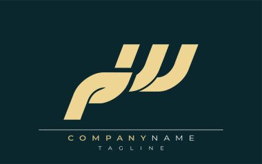 PW Sleek Geometrik Logo Tasarımı. Tarafsız renkler ve minimalist stil markalaşma ve kurumsal kimlik için uygun profesyonel ve çağdaş bir izlenim yaratır..