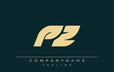 PZ Parlak Geometrik Logo Tasarımı. Tarafsız renkler ve minimalist stil markalaşma ve kurumsal kimlik için uygun profesyonel ve çağdaş bir izlenim yaratır..