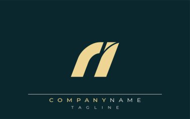 RI Sleek Geometrik Logo Tasarımı. Tarafsız renkler ve minimalist stil markalaşma ve kurumsal kimlik için uygun profesyonel ve çağdaş bir izlenim yaratır..