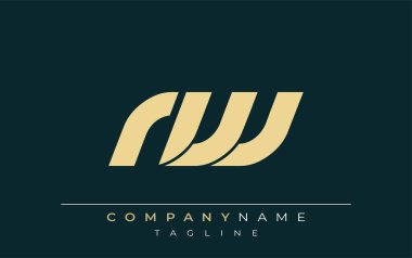 RW Sleek Geometrik Logo Tasarımı. Tarafsız renkler ve minimalist stil markalaşma ve kurumsal kimlik için uygun profesyonel ve çağdaş bir izlenim yaratır..