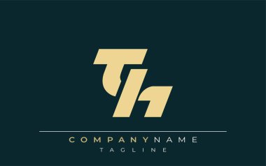 TH Pırıltılı Geometrik Logo Tasarımı. Tarafsız renkler ve minimalist stil markalaşma ve kurumsal kimlik için uygun profesyonel ve çağdaş bir izlenim yaratır..