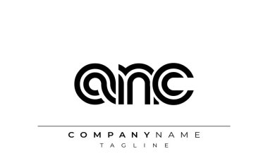 ANC Yaratıcı Eşsiz Modern Harf Logosu Tasarımı. Benzersiz bir harf dizaynına sahip stilize logo, soyut minimalist estetik ve modern cazibe sunar