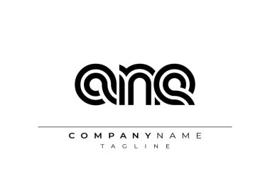 ANE Yaratıcı Eşsiz Modern Harf Logosu Tasarımı. Benzersiz bir harf dizaynına sahip stilize logo, soyut minimalist estetik ve modern cazibe sunar