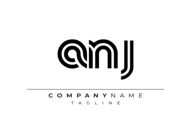 ANJ Yaratıcı Eşsiz Modern Harf Logosu Tasarımı. Benzersiz bir harf dizaynına sahip stilize logo, soyut minimalist estetik ve modern cazibe sunar