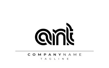 ANT Yaratıcı Eşsiz Modern Harf Logosu Tasarımı. Benzersiz bir harf dizaynına sahip stilize logo, soyut minimalist estetik ve modern cazibe sunar