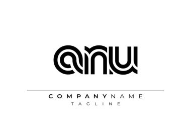 ANU Yaratıcı Eşsiz Modern Harf Logosu Tasarımı. Benzersiz bir harf dizaynına sahip stilize logo, soyut minimalist estetik ve modern cazibe sunar