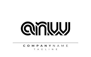 ANW Yaratıcı Eşsiz Modern Harf Logosu Tasarımı. Benzersiz bir harf dizaynına sahip stilize logo, soyut minimalist estetik ve modern cazibe sunar
