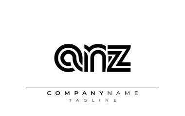ANZ Yaratıcı Eşsiz Modern Harf Logosu Tasarımı. Benzersiz bir harf dizaynına sahip stilize logo, soyut minimalist estetik ve modern cazibe sunar