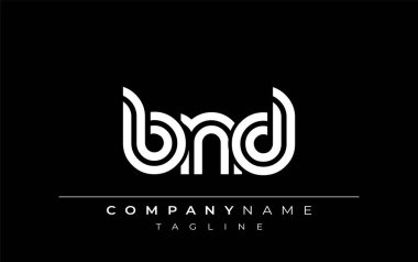 BND Yaratıcı Eşsiz Modern Harf Logosu Tasarımı. Benzersiz bir harf dizaynına sahip stilize logo, soyut minimalist estetik ve modern cazibe sunar