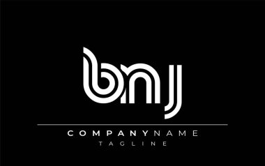 BNJ Yaratıcı Eşsiz Modern Harf Logosu Tasarımı. Benzersiz bir harf dizaynına sahip stilize logo, soyut minimalist estetik ve modern cazibe sunar