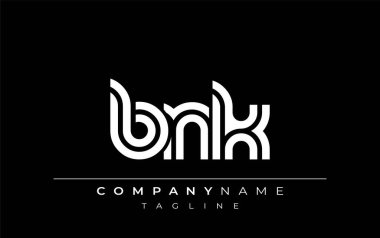 BNK Yaratıcı Eşsiz Modern Harf Logosu Tasarımı. Benzersiz bir harf dizaynına sahip stilize logo, soyut minimalist estetik ve modern cazibe sunar