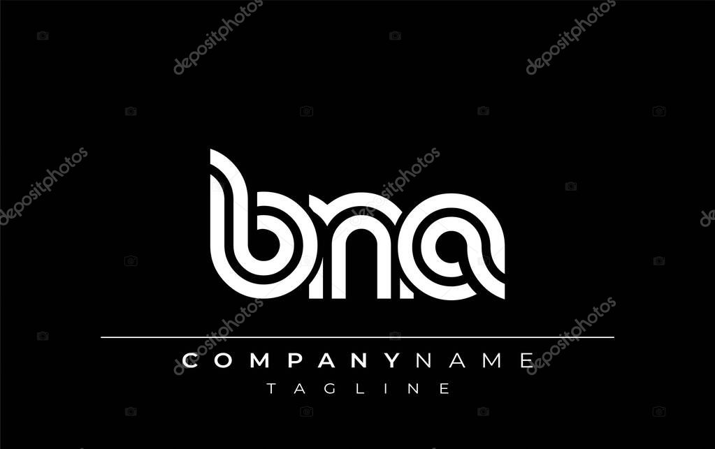 BNA Creative Unique Modern Letter Logo Design. Stylized logo featuring a unique letter design, presenting abstract minimalist aesthetics and modern appeal