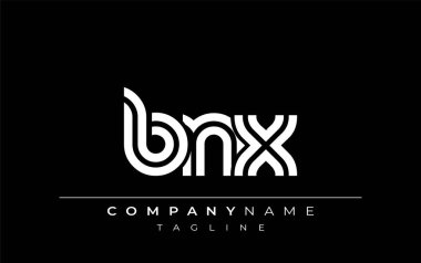 BNX Yaratıcı Eşsiz Modern Harf Logosu Tasarımı. Benzersiz bir harf dizaynına sahip stilize logo, soyut minimalist estetik ve modern cazibe sunar