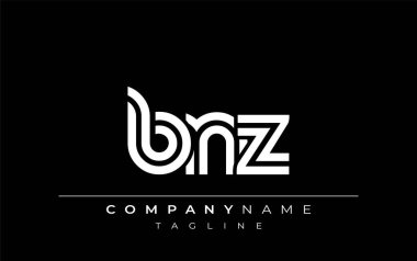 BNZ Yaratıcı Eşsiz Modern Harf Logosu Tasarımı. Benzersiz bir harf dizaynına sahip stilize logo, soyut minimalist estetik ve modern cazibe sunar