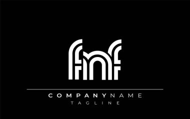 FNF Yaratıcı Eşsiz Modern Harf Logosu Tasarımı. Benzersiz bir harf dizaynına sahip stilize logo, soyut minimalist estetik ve modern cazibe sunar