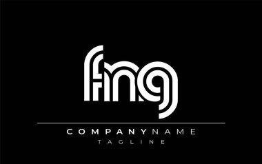 FNG Yaratıcı Eşsiz Modern Harf Logosu Tasarımı. Benzersiz bir harf dizaynına sahip stilize logo, soyut minimalist estetik ve modern cazibe sunar