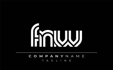 FNW Yaratıcı Eşsiz Modern Harf Logosu Tasarımı. Benzersiz bir harf dizaynına sahip stilize logo, soyut minimalist estetik ve modern cazibe sunar