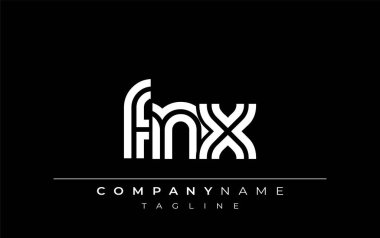 FNX Yaratıcı Eşsiz Modern Harf Logosu Tasarımı. Benzersiz bir harf dizaynına sahip stilize logo, soyut minimalist estetik ve modern cazibe sunar