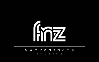 FNZ Yaratıcı Eşsiz Modern Harf Logosu Tasarımı. Benzersiz bir harf dizaynına sahip stilize logo, soyut minimalist estetik ve modern cazibe sunar