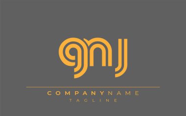 GNJ Yaratıcı Eşsiz Modern Harf Logosu Tasarımı. Benzersiz bir harf dizaynına sahip stilize logo, soyut minimalist estetik ve modern cazibe sunar