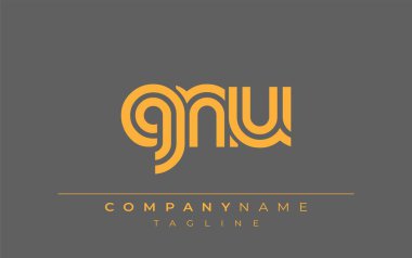 GNU Yaratıcı Eşsiz Modern Harf Logosu Tasarımı. Benzersiz bir harf dizaynına sahip stilize logo, soyut minimalist estetik ve modern cazibe sunar