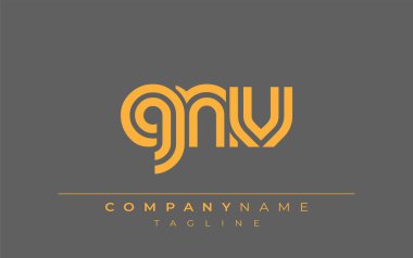 GNV Yaratıcı Eşsiz Modern Harf Logosu Tasarımı. Benzersiz bir harf dizaynına sahip stilize logo, soyut minimalist estetik ve modern cazibe sunar