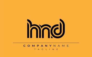 HND Yaratıcı Eşsiz Modern Harf Logosu Tasarımı. Benzersiz bir harf dizaynına sahip stilize logo, soyut minimalist estetik ve modern cazibe sunar