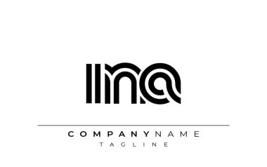 INA Yaratıcı Eşsiz Modern Harf Logosu Tasarımı. Benzersiz bir harf dizaynına sahip stilize logo, soyut minimalist estetik ve modern cazibe sunar