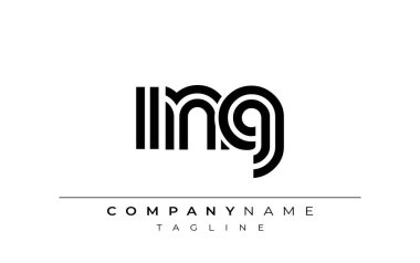 ING Yaratıcı Eşsiz Modern Harf Logosu Tasarımı. Benzersiz bir harf dizaynına sahip stilize logo, soyut minimalist estetik ve modern cazibe sunar