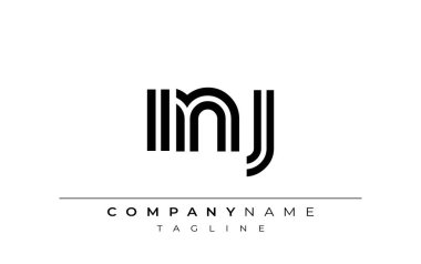 INJ Yaratıcı Eşsiz Modern Harf Logosu Tasarımı. Benzersiz bir harf dizaynına sahip stilize logo, soyut minimalist estetik ve modern cazibe sunar