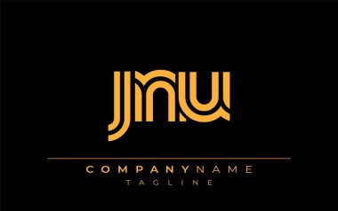 JNU Yaratıcı Eşsiz Modern Harf Logosu Tasarımı. Benzersiz bir harf dizaynına sahip stilize logo, soyut minimalist estetik ve modern cazibe sunar