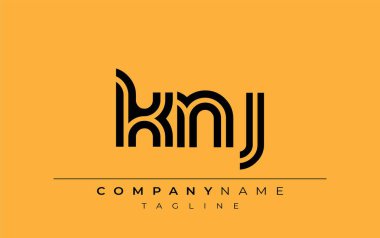 KNJ Yaratıcı Eşsiz Modern Harf Logosu Tasarımı. Benzersiz bir harf dizaynına sahip stilize logo, soyut minimalist estetik ve modern cazibe sunar