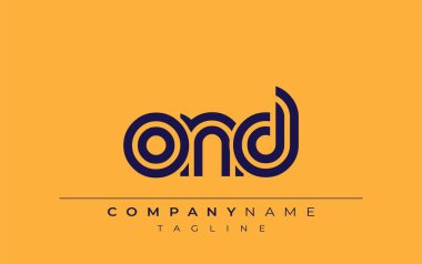 OND Yaratıcı Eşsiz Modern Harf Logosu Tasarımı. Benzersiz bir harf dizaynına sahip stilize logo, soyut minimalist estetik ve modern cazibe sunar