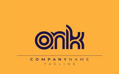 ONK Yaratıcı Eşsiz Modern Harf Logosu Tasarımı. Benzersiz bir harf dizaynına sahip stilize logo, soyut minimalist estetik ve modern cazibe sunar