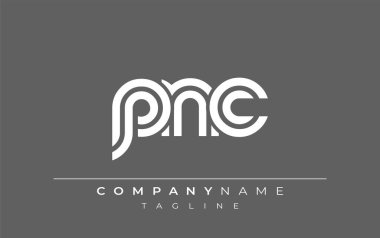 PNC Yaratıcı Eşsiz Modern Harf Logosu Tasarımı. Benzersiz bir harf dizaynına sahip stilize logo, soyut minimalist estetik ve modern cazibe sunar