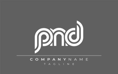 PND Yaratıcı Eşsiz Modern Harf Logosu Tasarımı. Benzersiz bir harf dizaynına sahip stilize logo, soyut minimalist estetik ve modern cazibe sunar