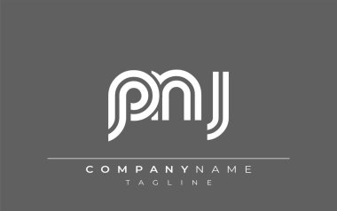 PNJ Yaratıcı Eşsiz Modern Harf Logosu Tasarımı. Benzersiz bir harf dizaynına sahip stilize logo, soyut minimalist estetik ve modern cazibe sunar