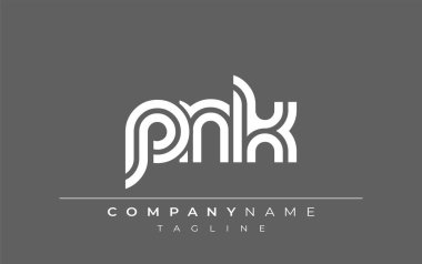 PNK Yaratıcı Eşsiz Modern Harf Logosu Tasarımı. Benzersiz bir harf dizaynına sahip stilize logo, soyut minimalist estetik ve modern cazibe sunar