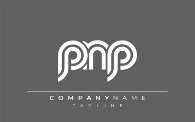 PNP Yaratıcı Eşsiz Modern Harf Logosu Tasarımı. Benzersiz bir harf dizaynına sahip stilize logo, soyut minimalist estetik ve modern cazibe sunar