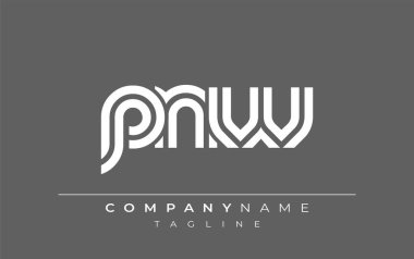 PNW Yaratıcı Eşsiz Modern Harf Logosu Tasarımı. Benzersiz bir harf dizaynına sahip stilize logo, soyut minimalist estetik ve modern cazibe sunar