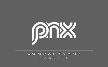 PNX Yaratıcı Eşsiz Modern Harf Logosu Tasarımı. Benzersiz bir harf dizaynına sahip stilize logo, soyut minimalist estetik ve modern cazibe sunar